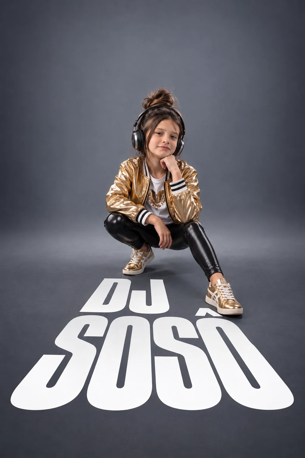 DJ Sosô de jaqueta dourada e fones